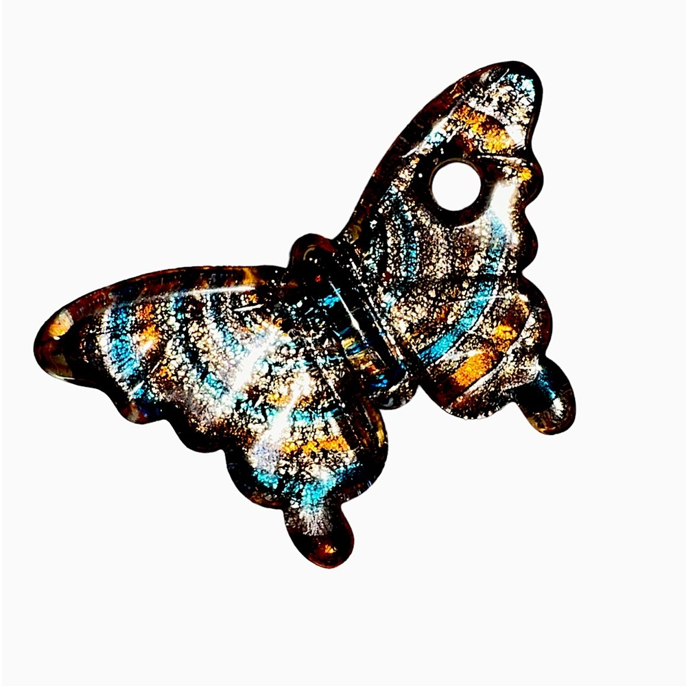 Glass Butterfly pendant lamp worked with amazing colors 2” L x 2.75” W